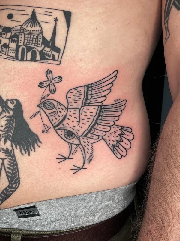 black blackwork Tatuaggio su side #55749 | Tatuatore Alisa Bugashova
