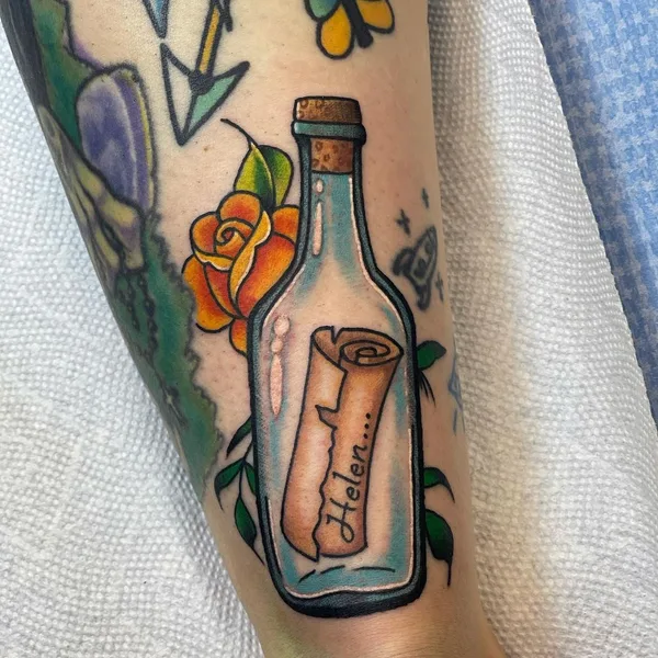 Illustrative tattoo by Cory Wasmund in Columbus
