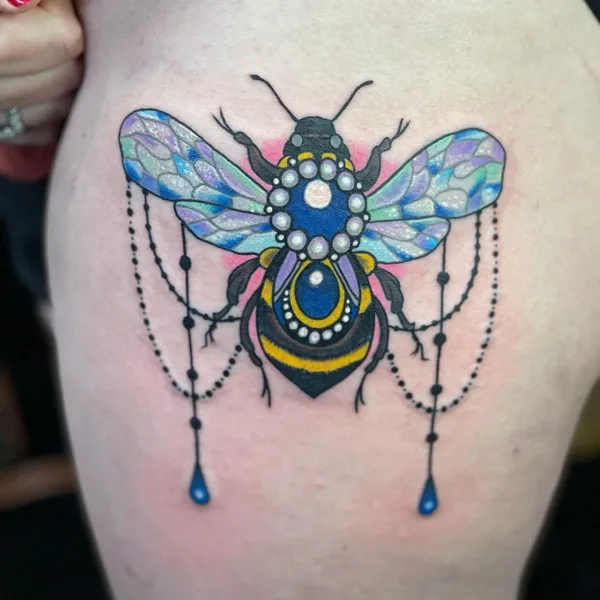 Illustrative tattoo by Cory Wasmund in Columbus