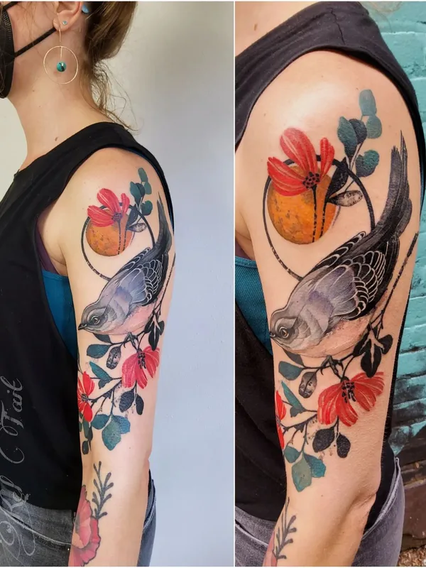 female color watercolor татуировка на shoulder #57819 | Тату мастер Kel Tait