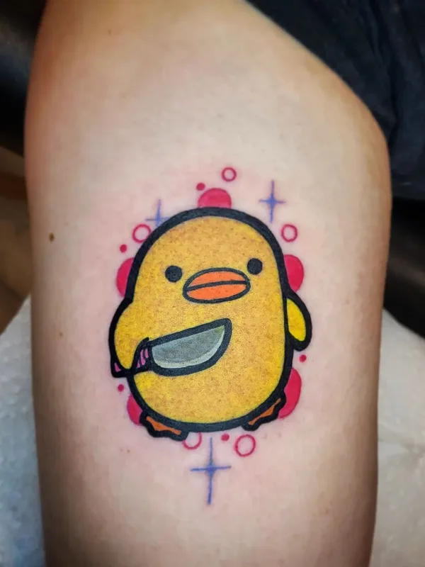 color cartoon tatuaje en thigh #57845 | Tatuador Maddy