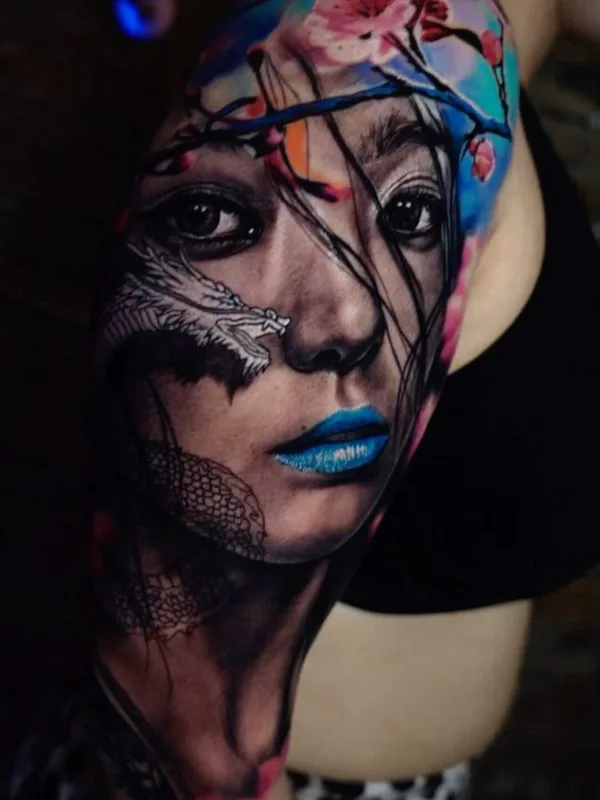 female color realism Tatuaggio su full sleeve #42618 | Tatuatore Victor Garcia
