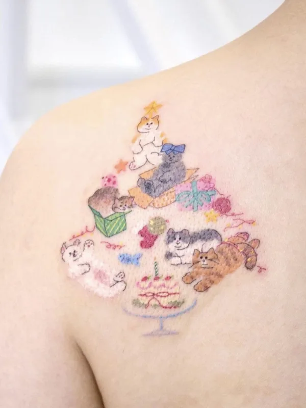 color illustrative Tatuaggio su shoulder blade #74146 | Tatuatore @dareumtattoo