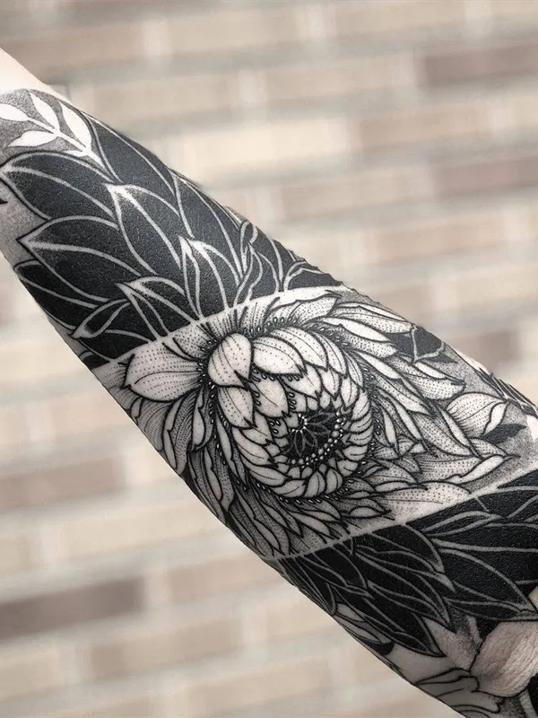female black ornamental, blackwork, botanic татуировка на arm, forearm #34139 | Тату мастер Jayce Wallingford