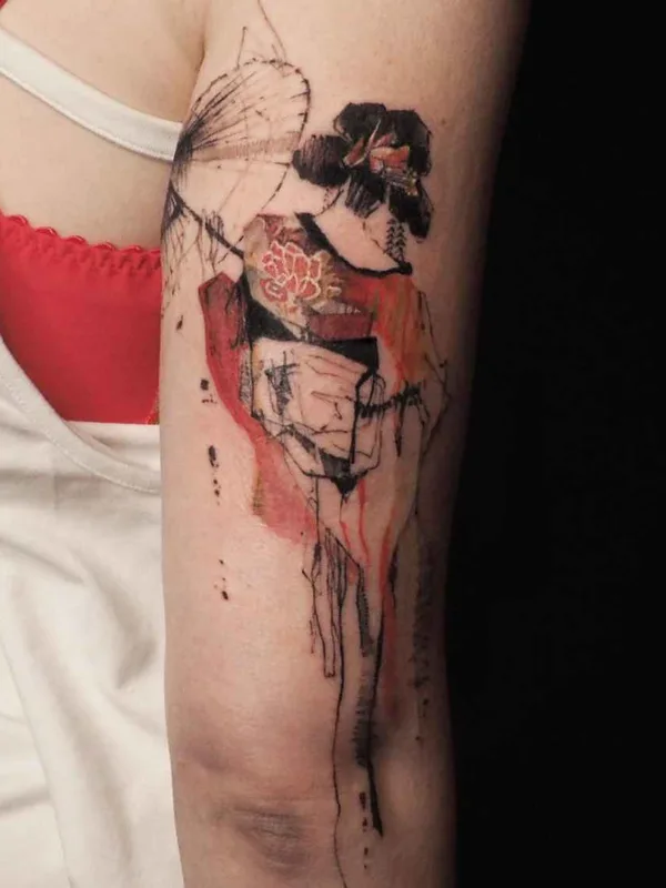 female color sketch tattoo auf forearm #17677 | Tätowierer NADi