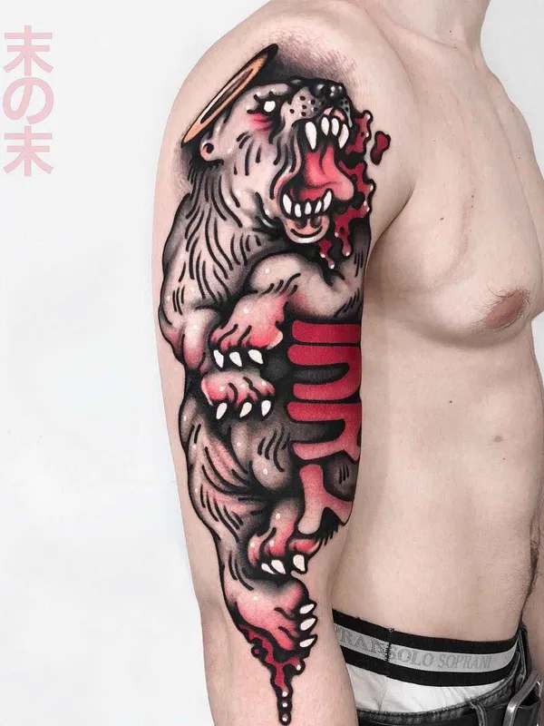male color neo traditional Tatuagem em full sleeve #18312 | Tatuador Andrea Raudino