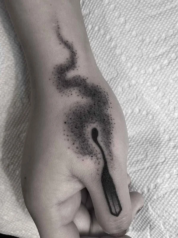 black and grey blackwork tattoo on back of hand #16854 | Tattoo Artist Laura Yahna