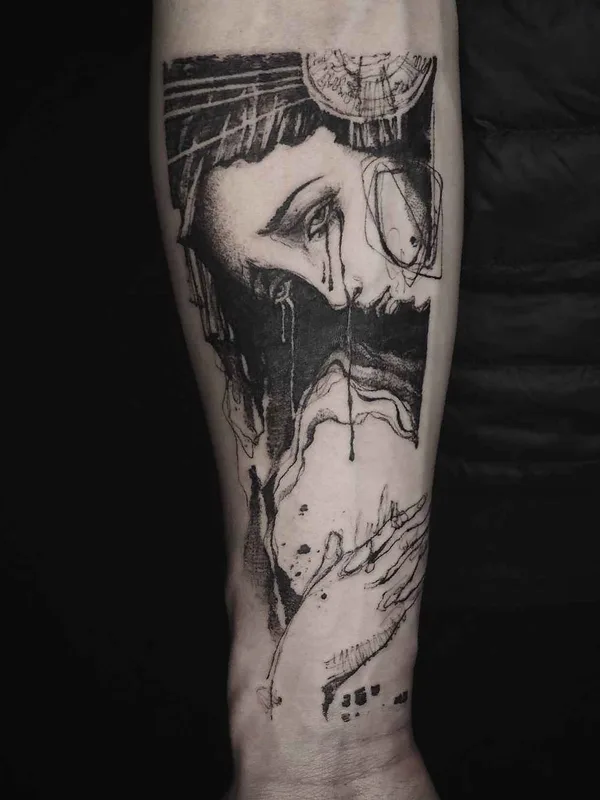 black sketch tattoo auf forearm #17684 | Tätowierer NADi