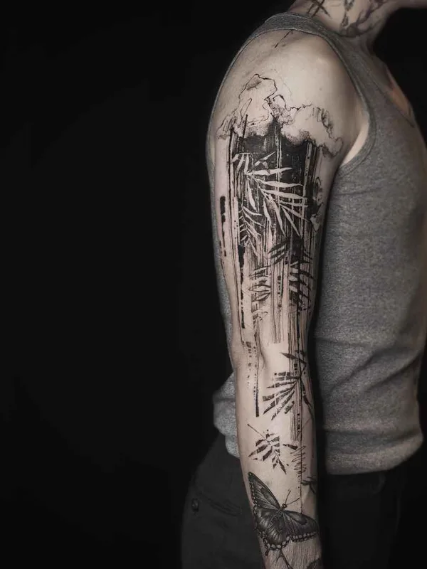 black blackwork tattoo auf full sleeve #17679 | Tätowierer NADi
