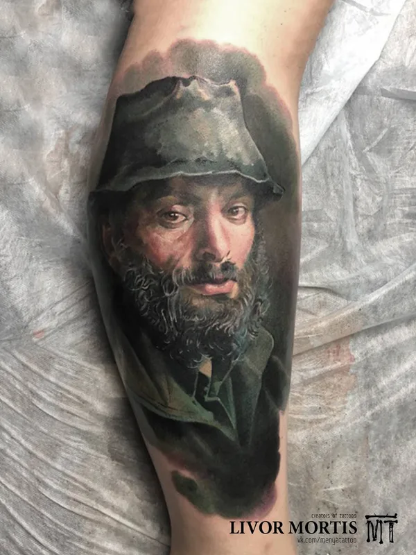color realism tattoo on calf #27608 | Tattoo Artist Андрей Меня