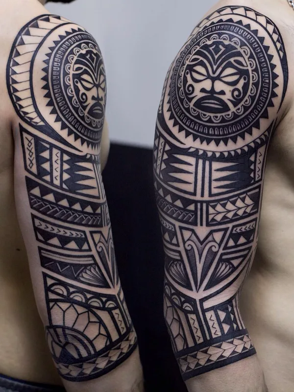 male black tribal tatouage sur full sleeve #49272 | Artiste tatoueur Стас Каниовский