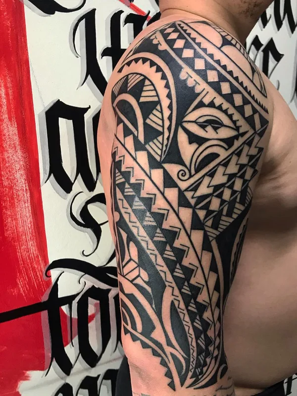 male black tribal tatouage sur full sleeve #49280 | Artiste tatoueur Стас Каниовский