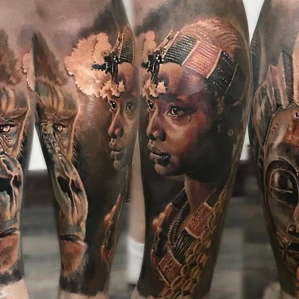 Portrait tattoo by Laura Juan in Madrid