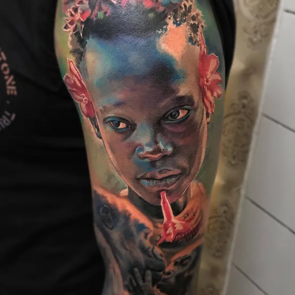 Portrait tattoo by Laura Juan in Madrid