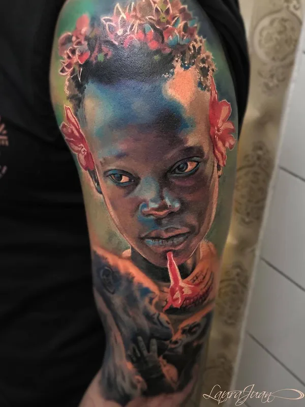 color realism tattoo on full sleeve #28743 | Tattoo Artist Laura Juan