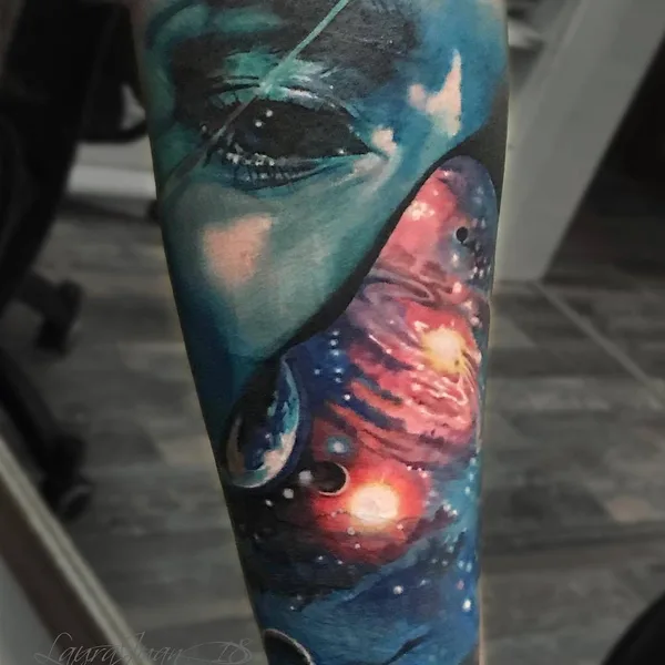 Portrait tattoo by Laura Juan in Madrid