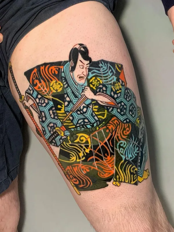 color japanese tattoo on thigh #52723 | Tattoo Artist Ирина Куркина
