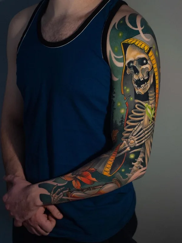 male color neo traditional tattoo on full sleeve #52734 | Tattoo Artist Ирина Куркина