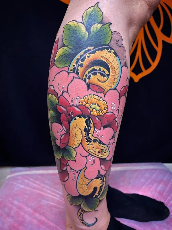 color japanese Tatuagem em calf #52764 | Tatuador Антон Глухих