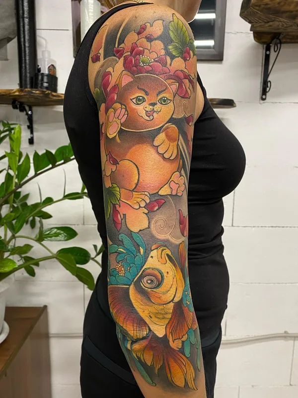 female color japanese Tatuagem em full sleeve #52763 | Tatuador Антон Глухих