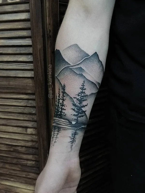 black and grey black and grey 纹身 在 forearm #52785 | 纹身师 Анастасия Камкина