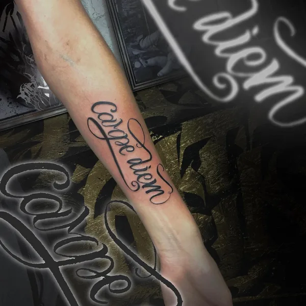 Lettering tattoo by Игорь Поульсен in Челябинск