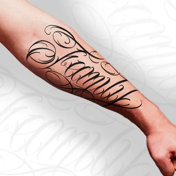 Lettering tattoo by Игорь Поульсен in Челябинск