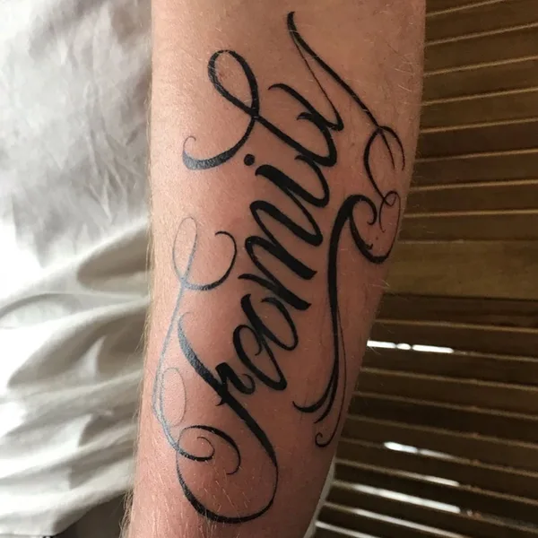Lettering tattoo by Игорь Поульсен in Челябинск
