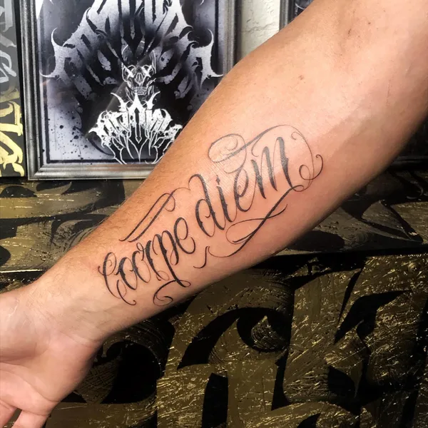 Lettering tattoo by Игорь Поульсен in Челябинск