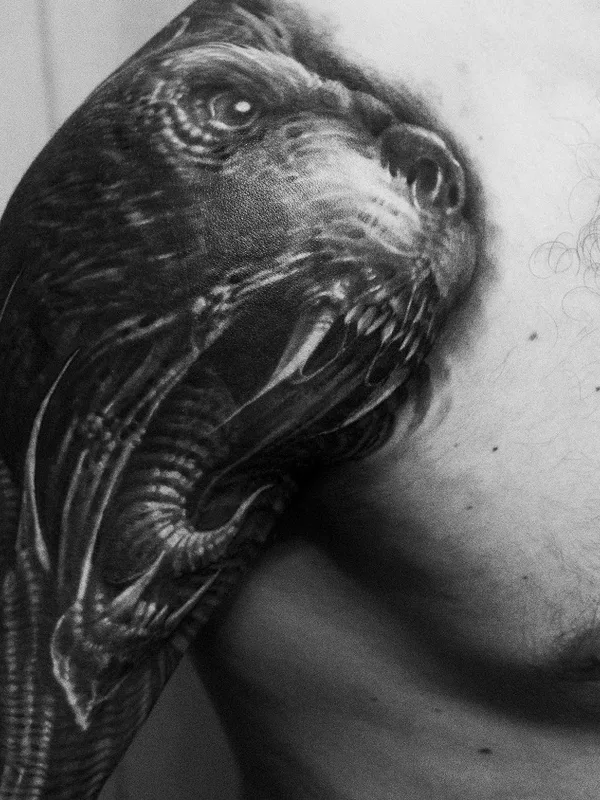 Biomechanical tattoo by Владимир Хан in Saint Petersburg