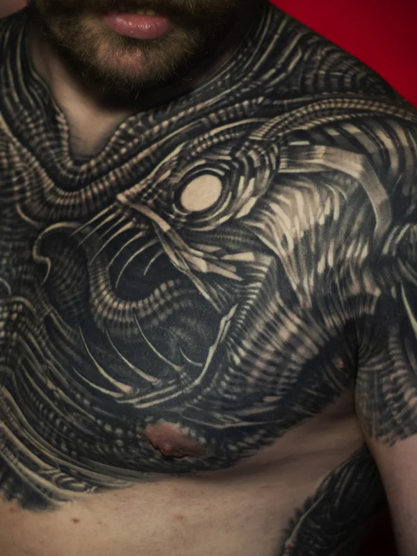 Biomechanical tattoo by Владимир Хан in Saint Petersburg