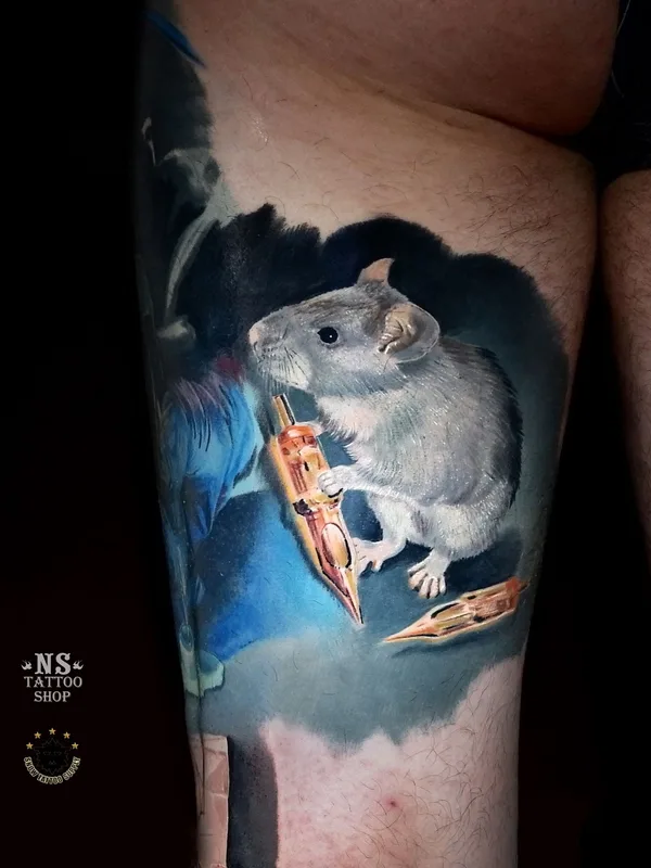 color realism tattoo on thigh #39344 | Tattoo Artist Руслан Мифтахов
