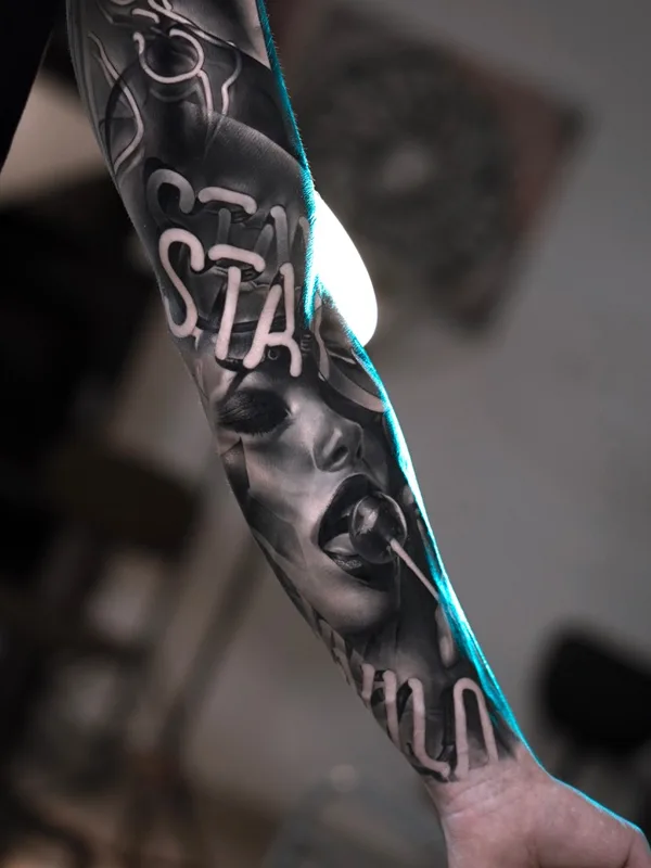black and grey black and grey Tatuagem em full sleeve #69847 | Tatuador Dan Starr