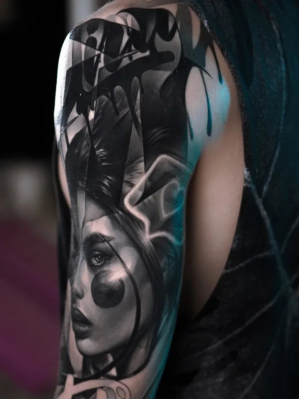 black and grey black and grey Tatuagem em full sleeve #69846 | Tatuador Dan Starr