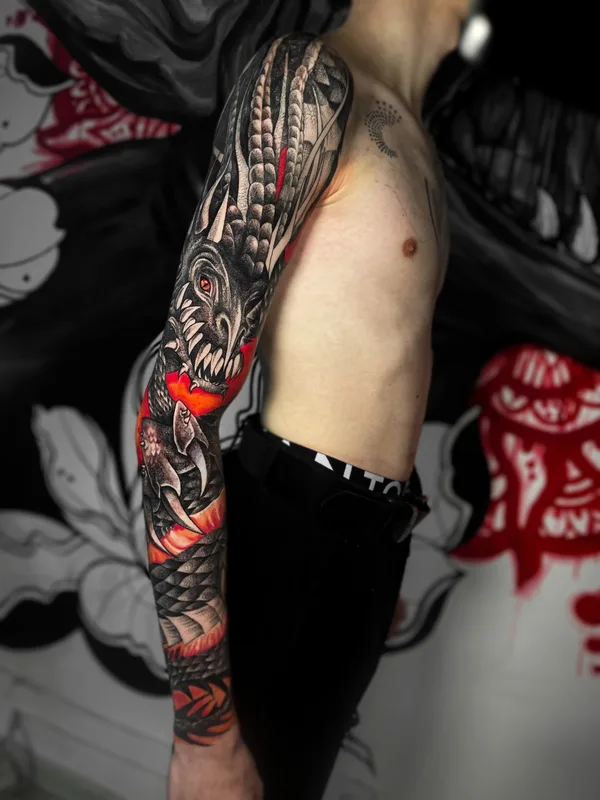 male color japanese tatuaje en full sleeve #69852 | Tatuador Nika Nixttay
