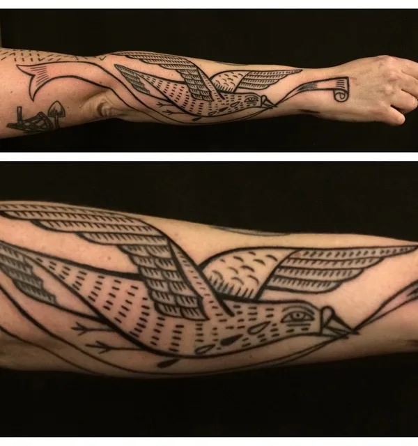 black linework tattoo on forearm #55758 | Tattoo Artist Duke Riley