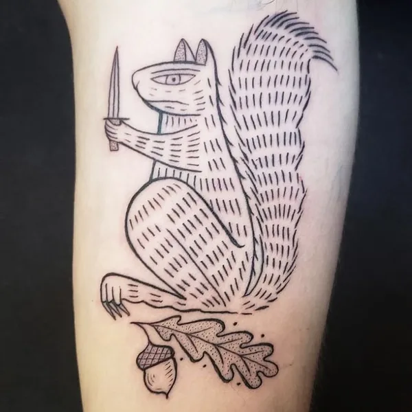 engraving tattoo by Duke Riley in New York City