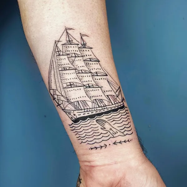 engraving tattoo by Duke Riley in New York City