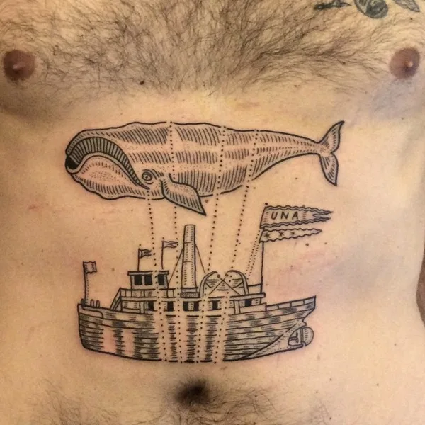 engraving tattoo by Duke Riley in New York City