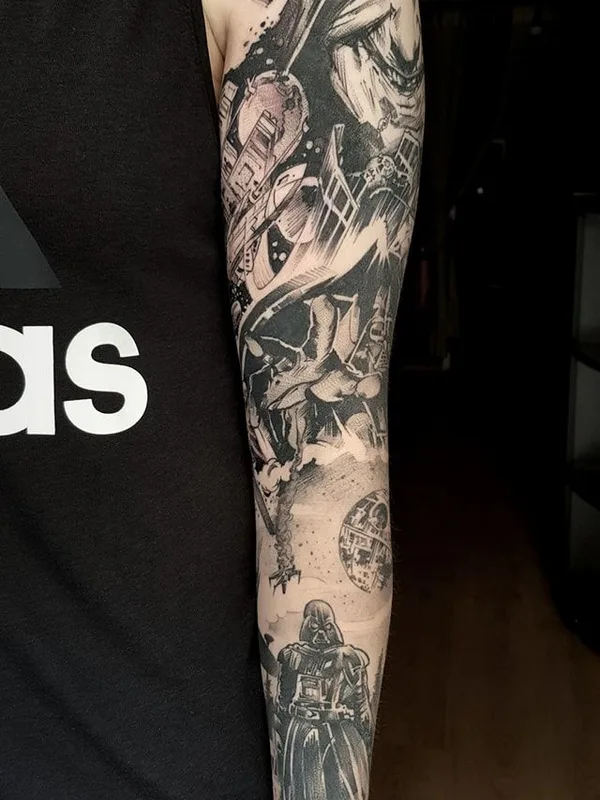 black and grey black and grey tatuaje en full sleeve #38032 | Tatuador MIREK G.