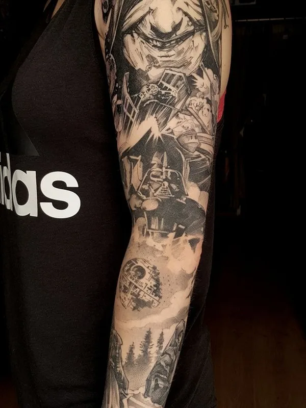 black and grey black and grey tatuaje en full sleeve #38033 | Tatuador MIREK G.