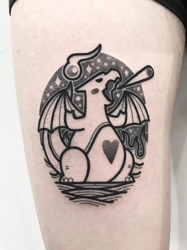 black blackwork татуировка на thigh #43405 | Тату мастер Hugo K