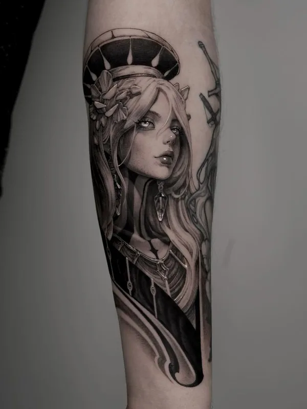 female black and grey realism 타투 부위 forearm #75496 | 타투이스트 O.ONE