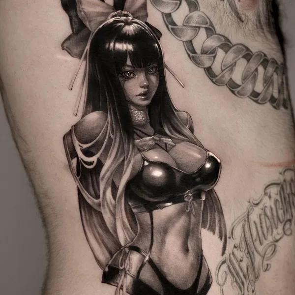 Illustrative tattoo by O.ONE in Seoul