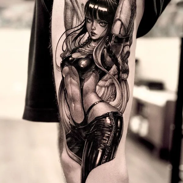 Illustrative tattoo by O.ONE in Seoul