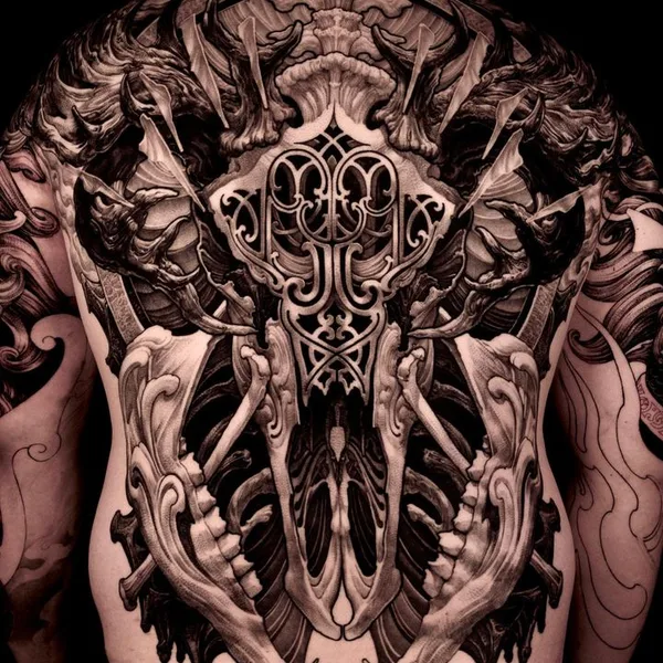 Illustrative tattoo by O.ONE in Seoul