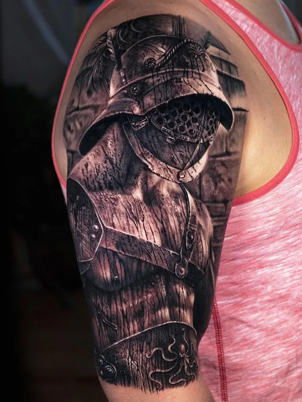 black and grey realism tattoo auf full sleeve #75513 | Tätowierer Jim Leclerc