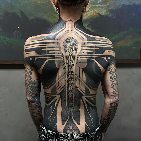 Ornamental tattoo by Stefan Halbwachs in Wien