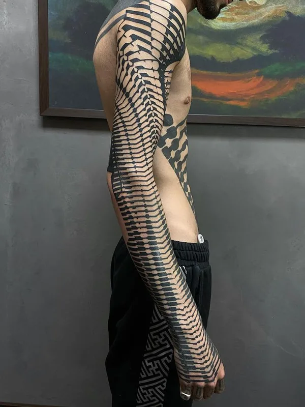 male black blackwork татуировка на full sleeve #75522 | Тату мастер Stefan Halbwachs