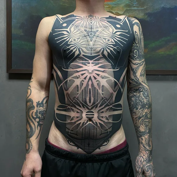 Ornamental tattoo by Stefan Halbwachs in Wien